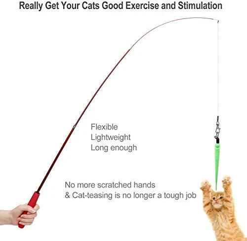 Juguete de plumas de gato, varita de juguete retráctil para gato, 2 varitas y 9 recambios surtidos, varita interactiva de plumas, juguete para gatito, gatito, gatito, tener divertido ejercitador jugando, Básico