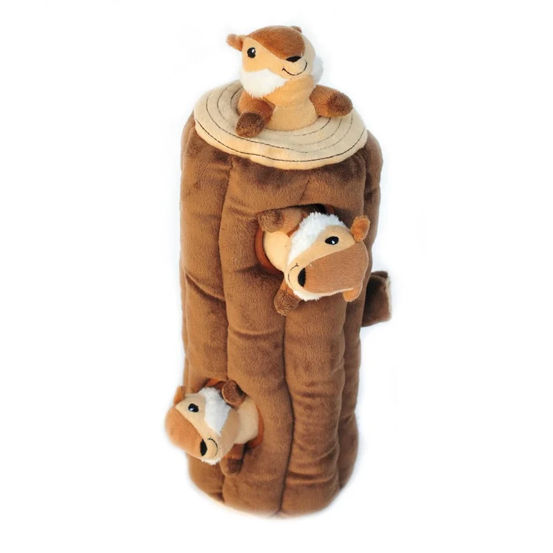 zippypaws X-Large Madriguera registro y ardillas Squeaky Hide and Seek Plush Dog Toy