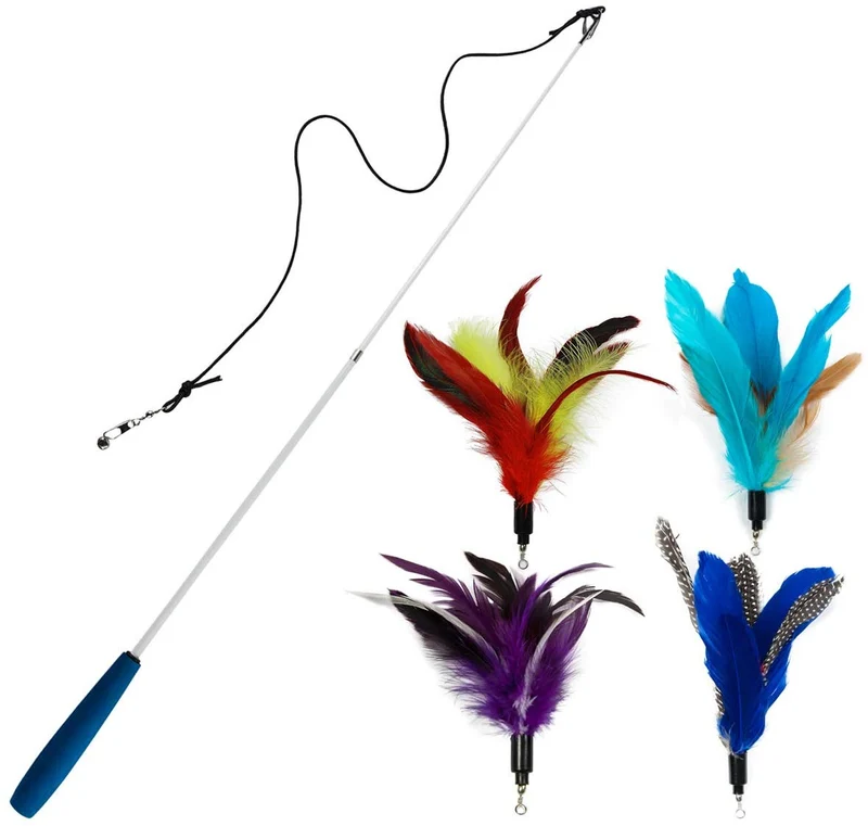 EcoCity Juguetes para gatos, juguetes de plumas para gatos, rellenos de plumas naturales para varita de gato, juguete