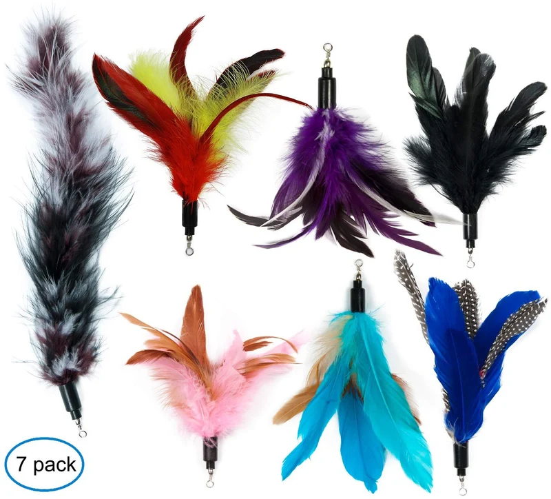EcoCity Juguetes para gatos, juguetes de plumas para gatos, rellenos de plumas naturales para varita de gato, juguete