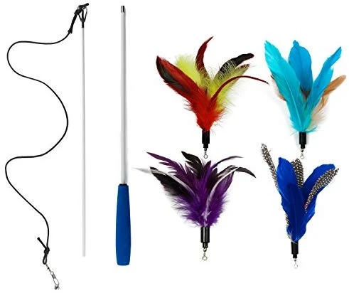 EcoCity Juguetes para gatos, juguetes de plumas para gatos, rellenos de plumas naturales para varita de gato, juguete