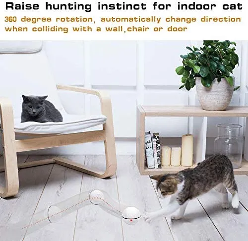 Yofun Juguete interactivo inteligente para gato, versión más reciente de bola giratoria de 360 grados, juguete recargable por USB, luz LED giratoria integrada, estimula el instinto de caza para tu gatito