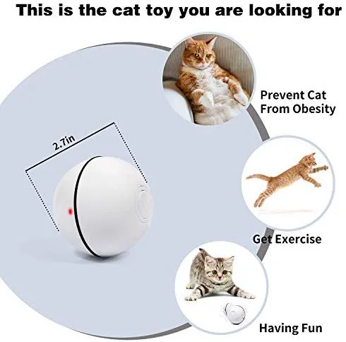 Yofun Juguete interactivo inteligente para gato, versión más reciente de bola giratoria de 360 grados, juguete recargable por USB, luz LED giratoria integrada, estimula el instinto de caza para tu gatito