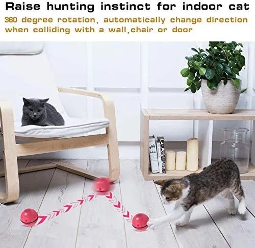 Yofun Juguete interactivo inteligente para gato, versión más reciente de bola giratoria de 360 grados, juguete recargable por USB, luz LED giratoria integrada, estimula el instinto de caza para tu gatito