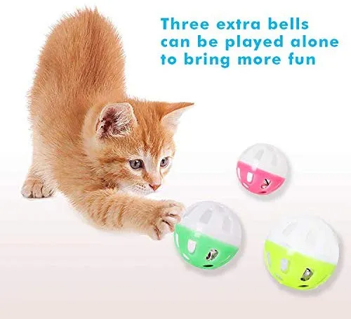 UPSKY - Juguete para gato, juguete para gatos, 3 niveles, torres, pistas, rodillo con seis bolas de colores interactivos, juguete para gatito, divertido, ejercicio mental y físico, rompecabezas