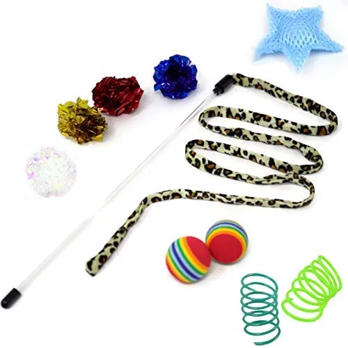 Youngever 24 juguetes para gatos juguetes surtidos, túnel de 2 vías, plumas para gatos – juguete interactivo de plumas esponjoso ratón, pelotas para gato, cachorro, gatito