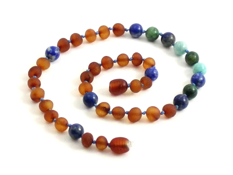 10 piezas de collares al por mayor de ámbar crudo, amazonita y piedras preciosas