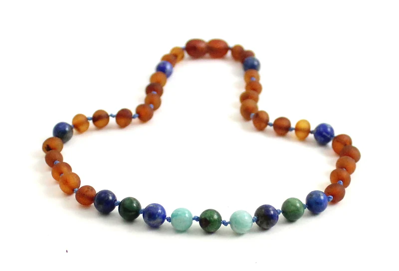 10 piezas de collares al por mayor de ámbar crudo, amazonita y piedras preciosas