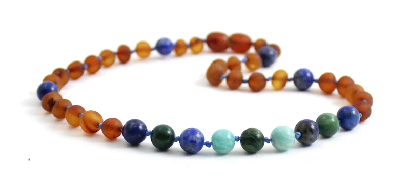 10 piezas de collares al por mayor de ámbar crudo, amazonita y piedras preciosas