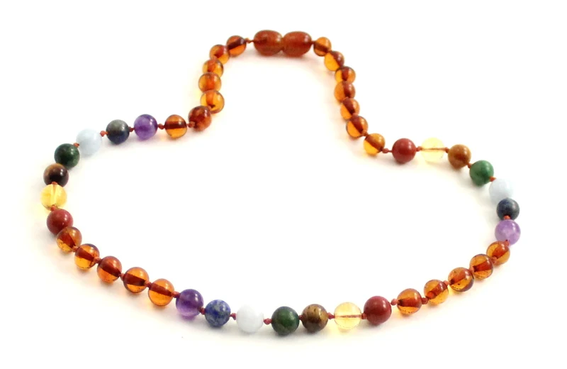 10 piezas de ámbar coñac chakra collares al por mayor con piedras preciosas