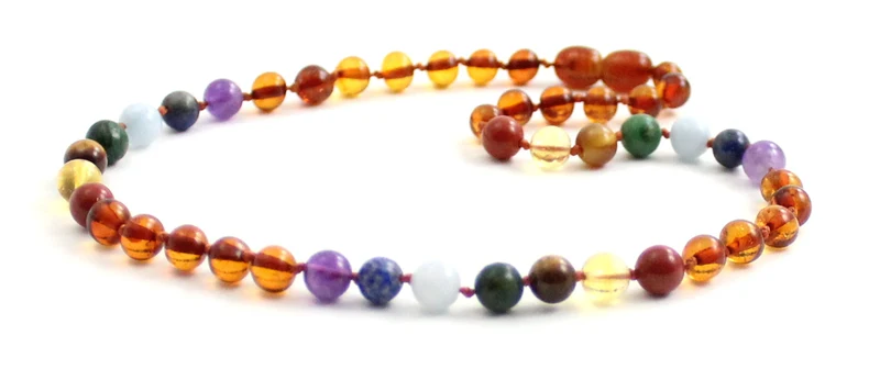 10 piezas de ámbar coñac chakra collares al por mayor con piedras preciosas