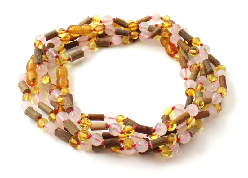 10 piezas de collares de miel ámbar al por mayor con cuarzo y madera de avellano