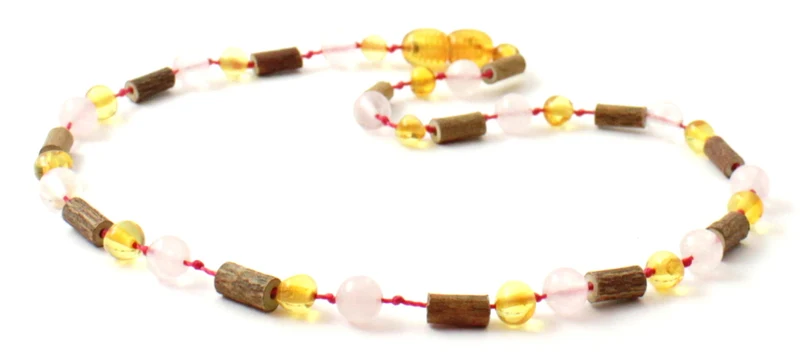 10 piezas de collares de miel ámbar al por mayor con cuarzo y madera de avellano