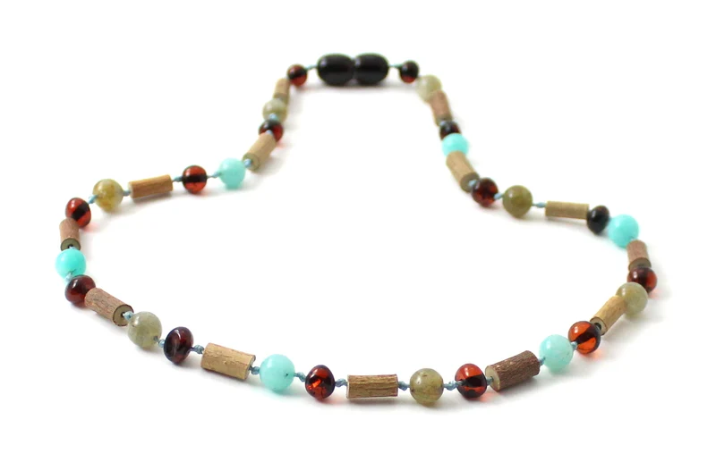 10 piezas de collares al por mayor de ámbar cereza con amazonita y avellano