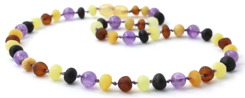 Collar multicolor de ámbar crudo y amatista