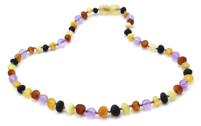 Collar multicolor de ámbar crudo y amatista
