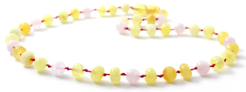10 piezas de ámbar pulido lechoso y cuarzo rosa collares al por mayor