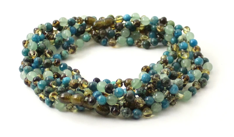 10 piezas de collares al por mayor de color verde ámbar con aventurina y piedras preciosas