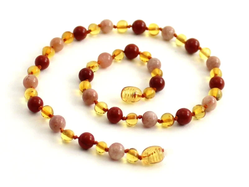 10 piezas de collares al por mayor de miel ámbar, jaspe rojo y piedra solar