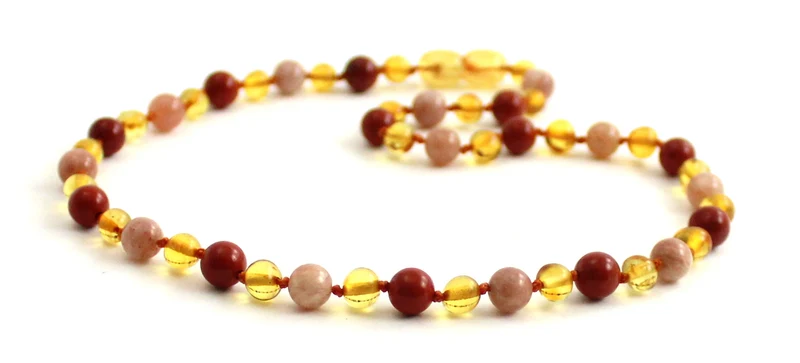 10 piezas de collares al por mayor de miel ámbar, jaspe rojo y piedra solar