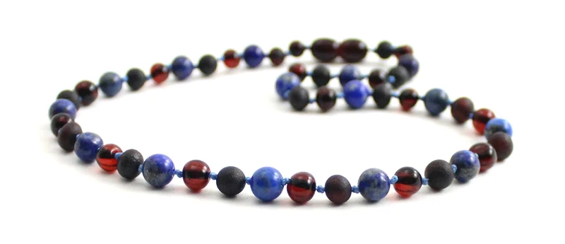 10 piezas de ámbar cereza collares al por mayor con lapislázuli