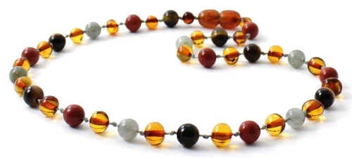 10 piezas de ámbar coñac, jaspe rojo y piedras preciosas collares al por mayor