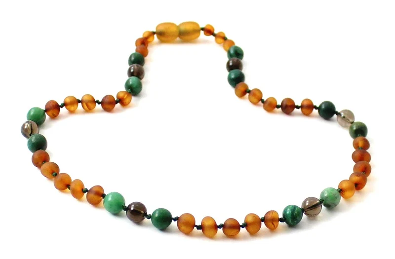 10 piezas de collares de ámbar al por mayor con jade y cuarzo ahumado
