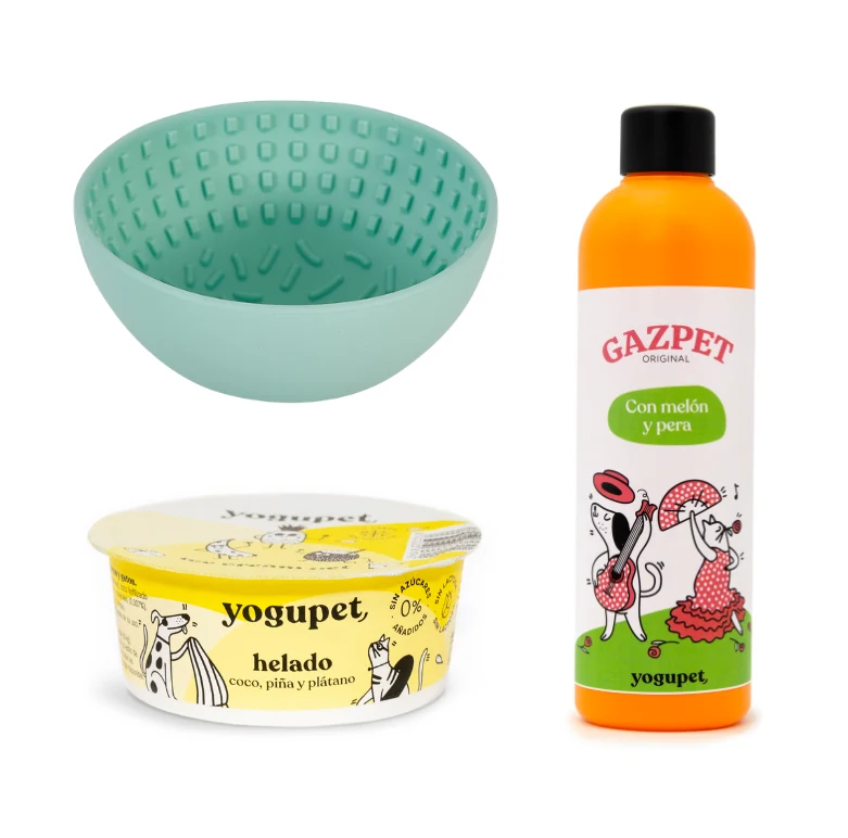 Yogupet SUMMERBOX XII para Perros y Gatos. Pack Verano con Helado, Gazpet y Comedero