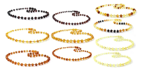 Venta al por mayor de 10 piezas de collares de ámbar báltico de colores mezclados