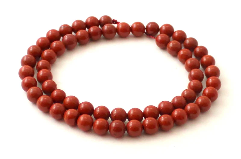 Hebras de cuentas redondas de piedras preciosas de jaspe rojo