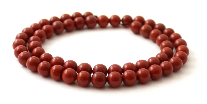 Hebras de cuentas redondas de piedras preciosas de jaspe rojo