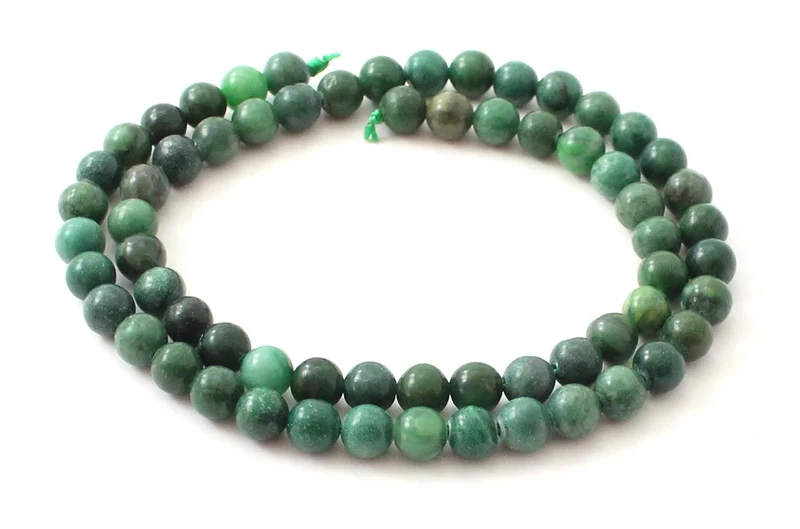 Jade africano redondos hebras de cuentas de color verde oscuro