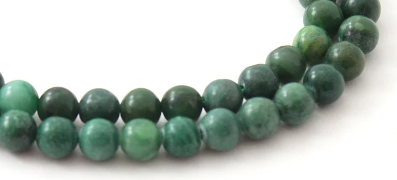 Jade africano redondos hebras de cuentas de color verde oscuro
