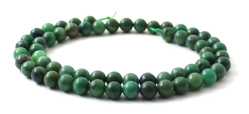 Jade africano redondos hebras de cuentas de color verde oscuro
