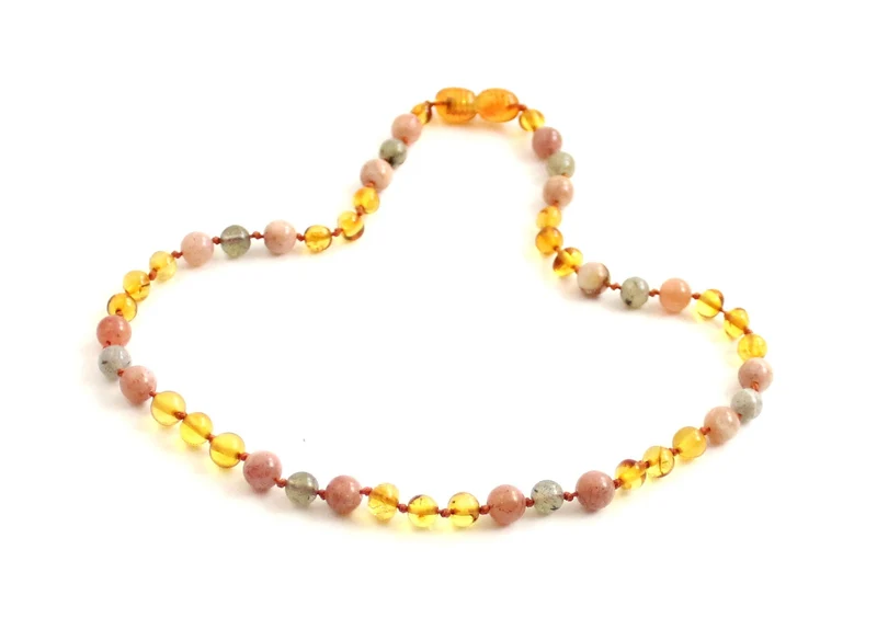 10 piezas de collares de piedra solar, labradorita y ámbar al por mayor