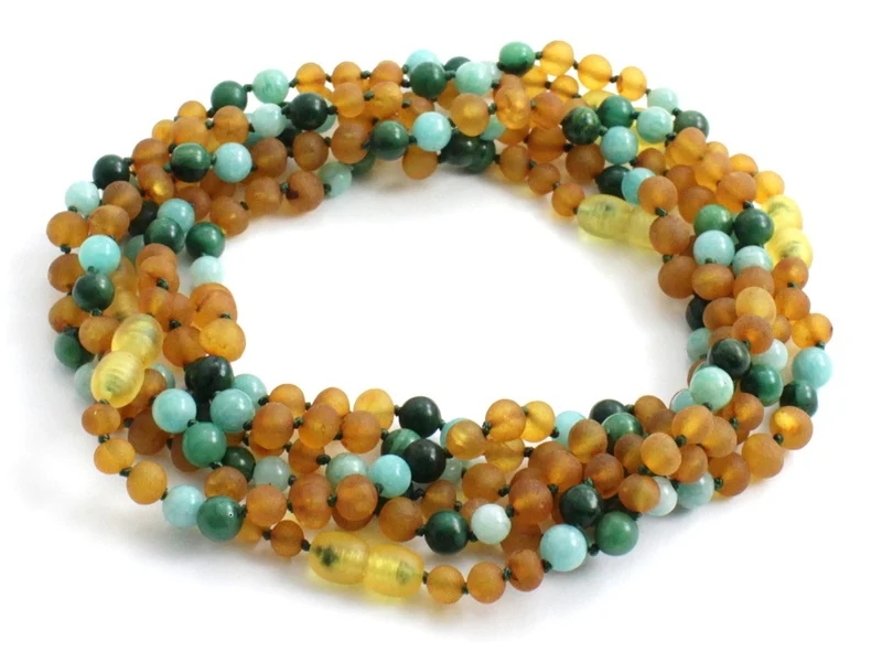 10 piezas de collares al por mayor de jade africano, amazonita y ámbar