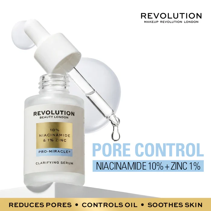 Revolution Pro Miracle 10% Niacinamide 1% Zinc Serum 30mL – Poros & Oleosidade