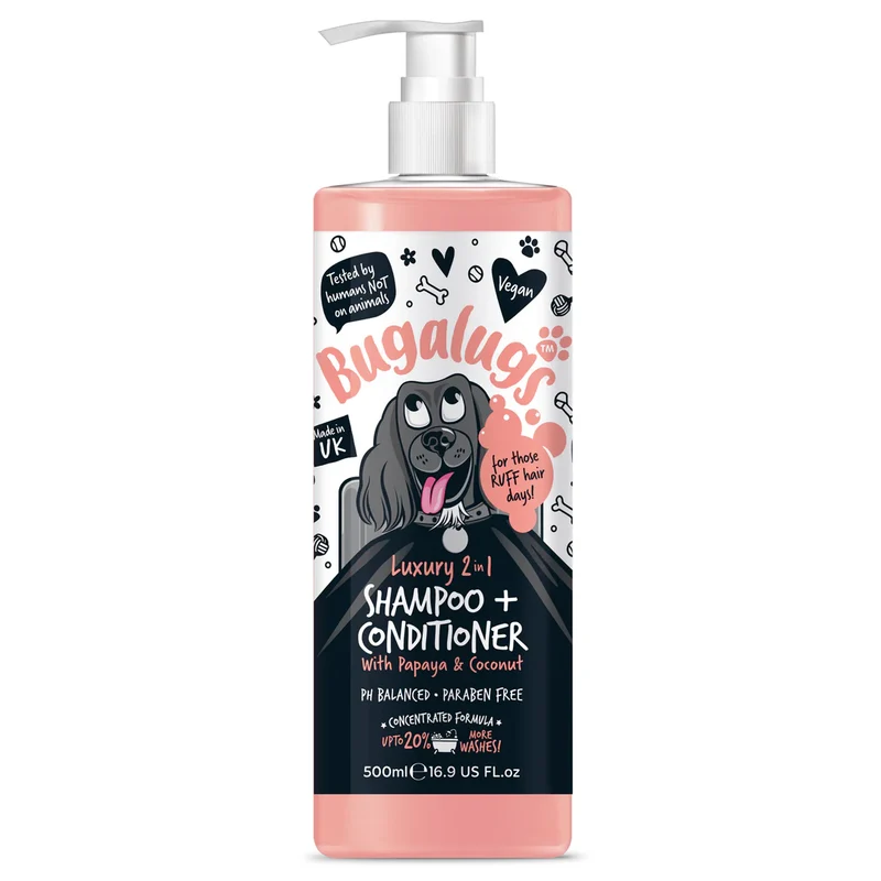 Bugalugs Luxury 2 em 1 Champô & Condicionador Cão 250mL – Limpeza & Nutrição