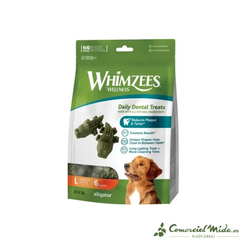 SNACKS WHIMZEES BAG ALLIGATOR L Snacks Dental para Perros Grandes 6UDS