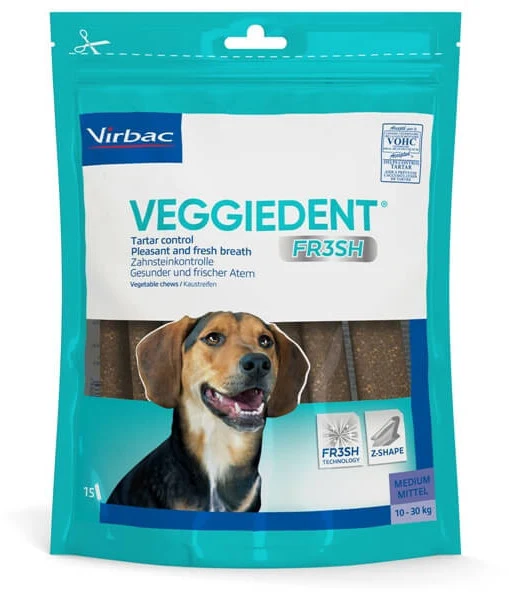 VeggieDent FR3SH M | Snack Dental para Perros Medianos (10-30 kg) | Virbac