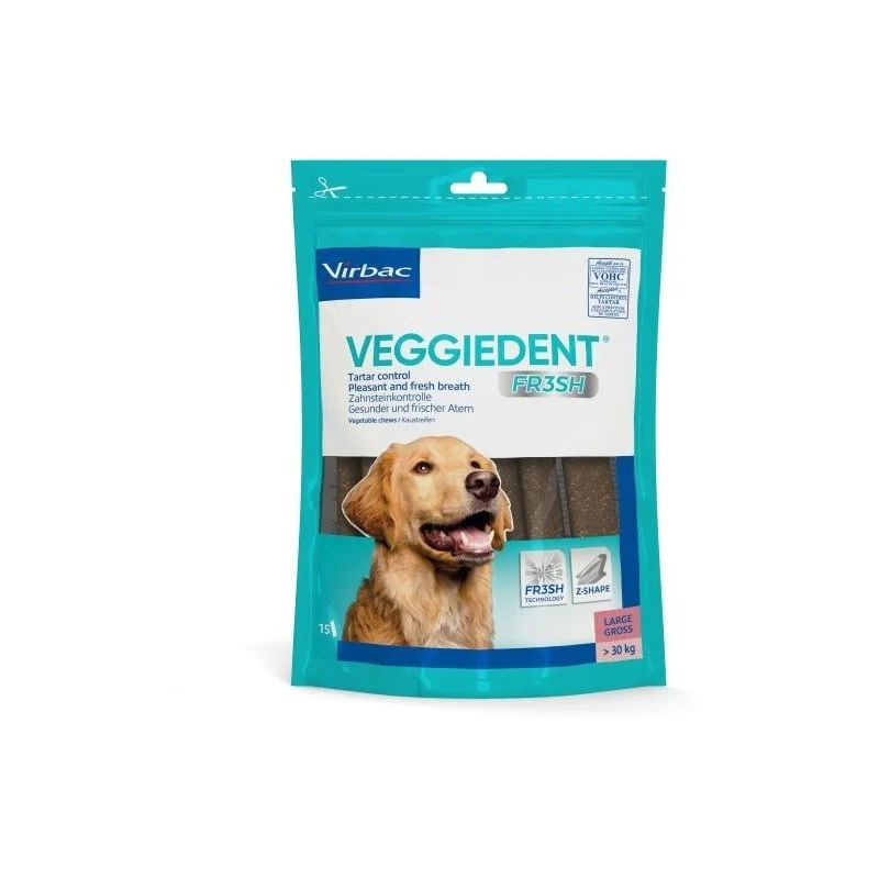 VeggieDent FR3SH L | Snack Dental para Perros Grandes (> 30 kg) | Virbac