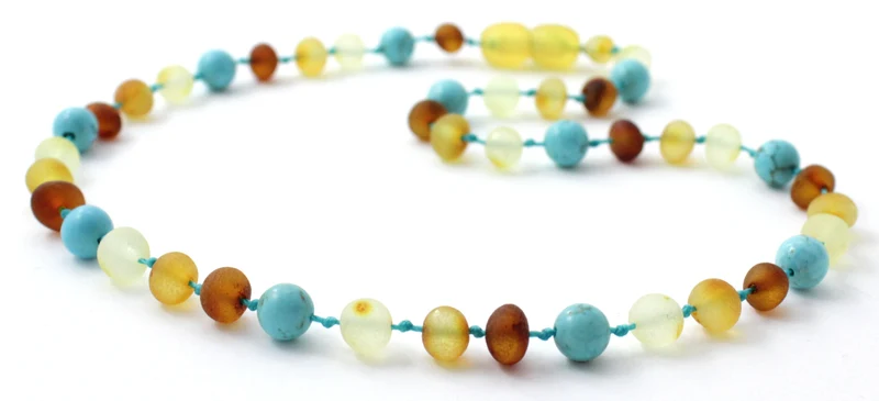10 piezas de collares de ámbar báltico crudo y turquesa