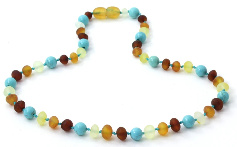 10 piezas de collares de ámbar báltico crudo y turquesa