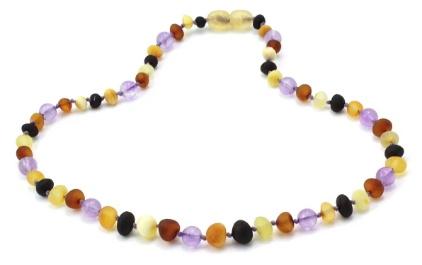 10 piezas de collares al por mayor de ámbar crudo con amatista