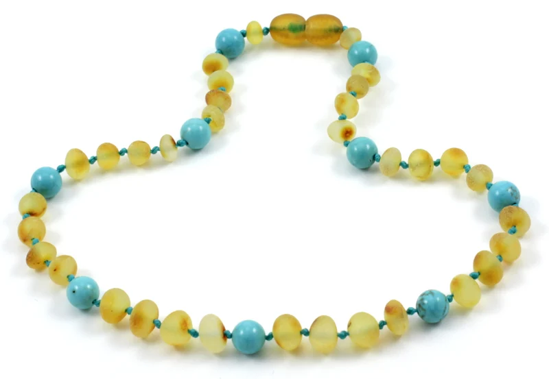 Collares para la dentición con turquesa y ámbar