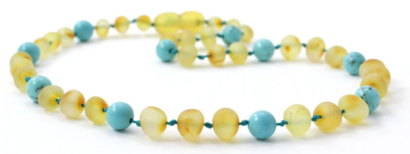 Collares para la dentición con turquesa y ámbar