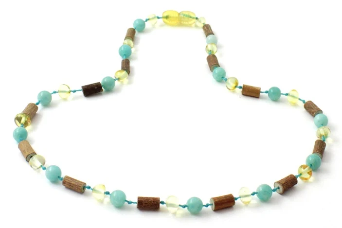 NBBP-H1 Collar de ámbar limón, amazonita y avellana