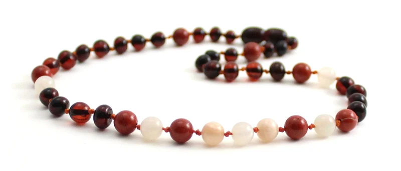 Collares de piedras preciosas de ámbar y jaspe rojo