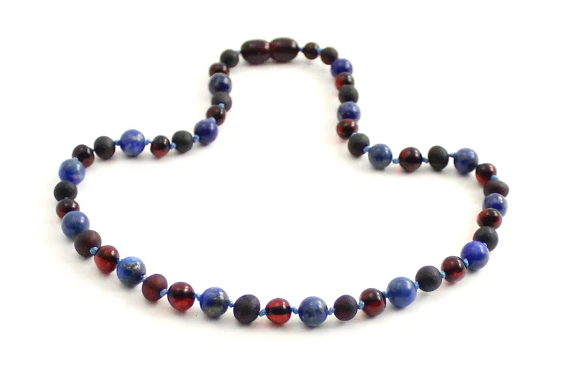 Collares de piedras preciosas de ámbar y lapislázuli