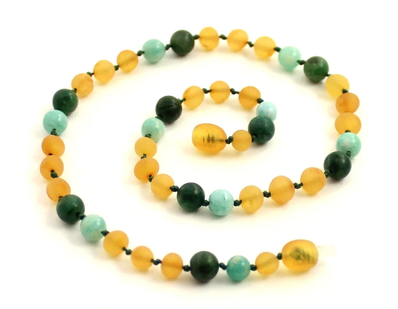 Collares de piedras preciosas de ámbar y amazonita